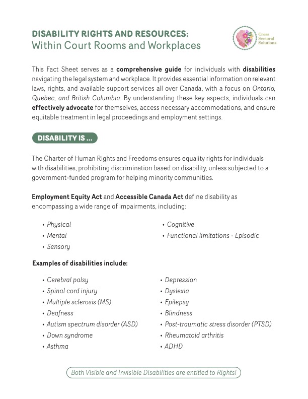 Disability Rights and Resources: Within Court Rooms and Workplaces