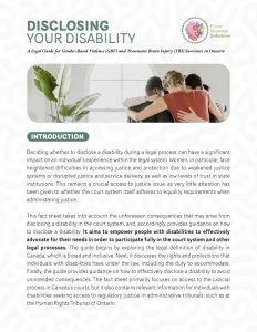 Disclosing your Disability: A legal guide for gender-based violence and traumatic brain injury survivors in Ontario
